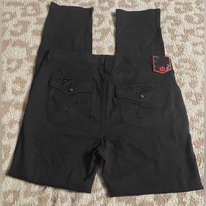 NWT One Zone Black Pants With Bling Pockets Sz 14